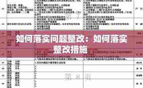如何落实问题整改：如何落实整改措施 