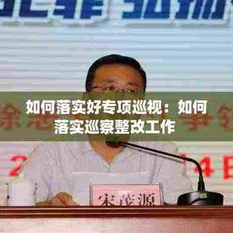 如何落实好专项巡视:如何落实巡察整改工作
