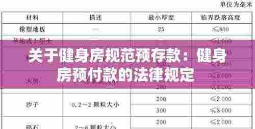 关于健身房规范预存款：健身房预付款的法律规定 