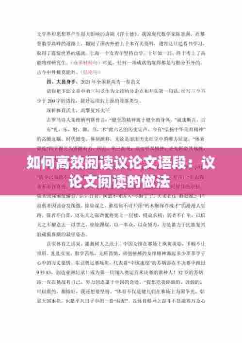 如何高效阅读议论文语段：议论文阅读的做法 