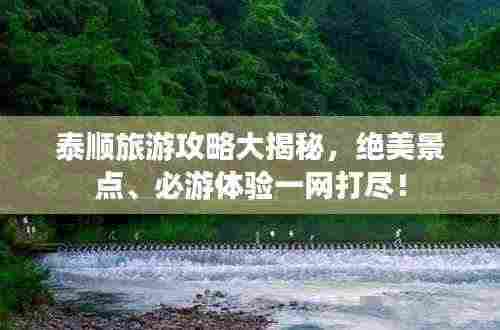 泰顺旅游攻略大揭秘，绝美景点、必游体验一网打尽！