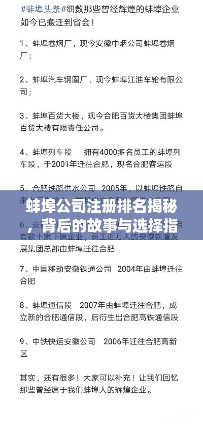 蚌埠公司注册排名揭秘,背后的故事与选择指南