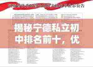 揭秘宁德私立初中排名前十,优质教育资源一网打尽!