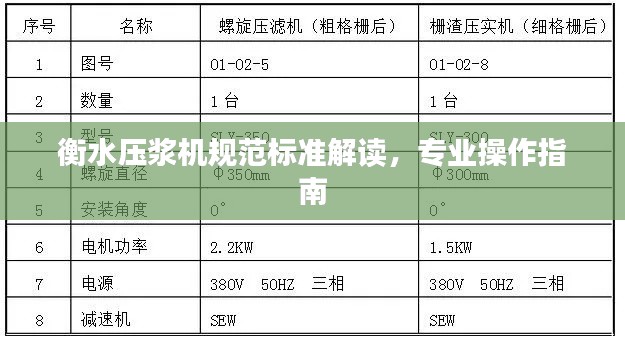 衡水压浆机规范标准解读,专业操作指南