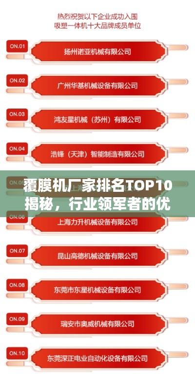 覆膜机厂家排名TOP10揭秘,行业领军者的优势与深度解析
